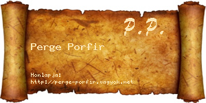 Perge Porfir névjegykártya